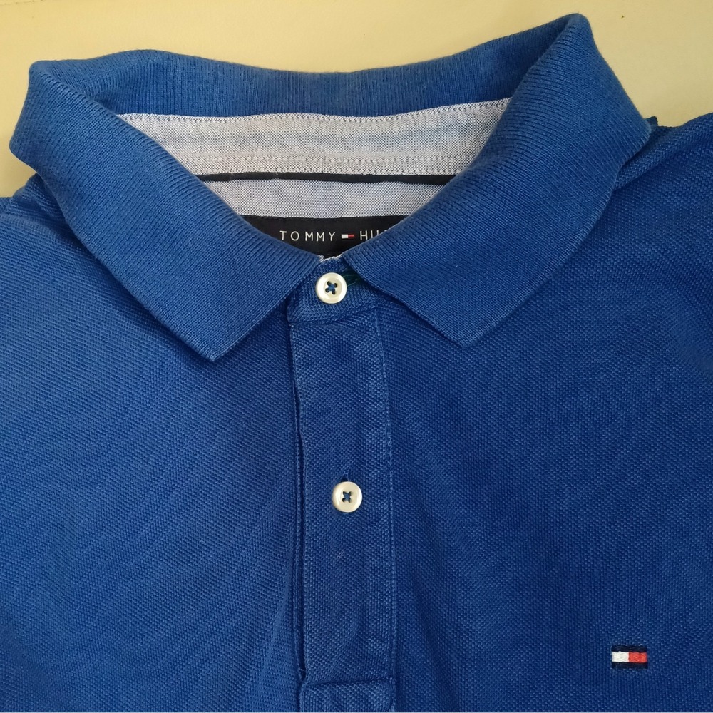 Vintage Tommy Hilfiger Shirt Mens Extra Large Polo Blue Classic Fit Logo